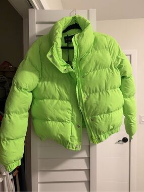 Brave Soul Neon Green Puffer Jacket for Kids
